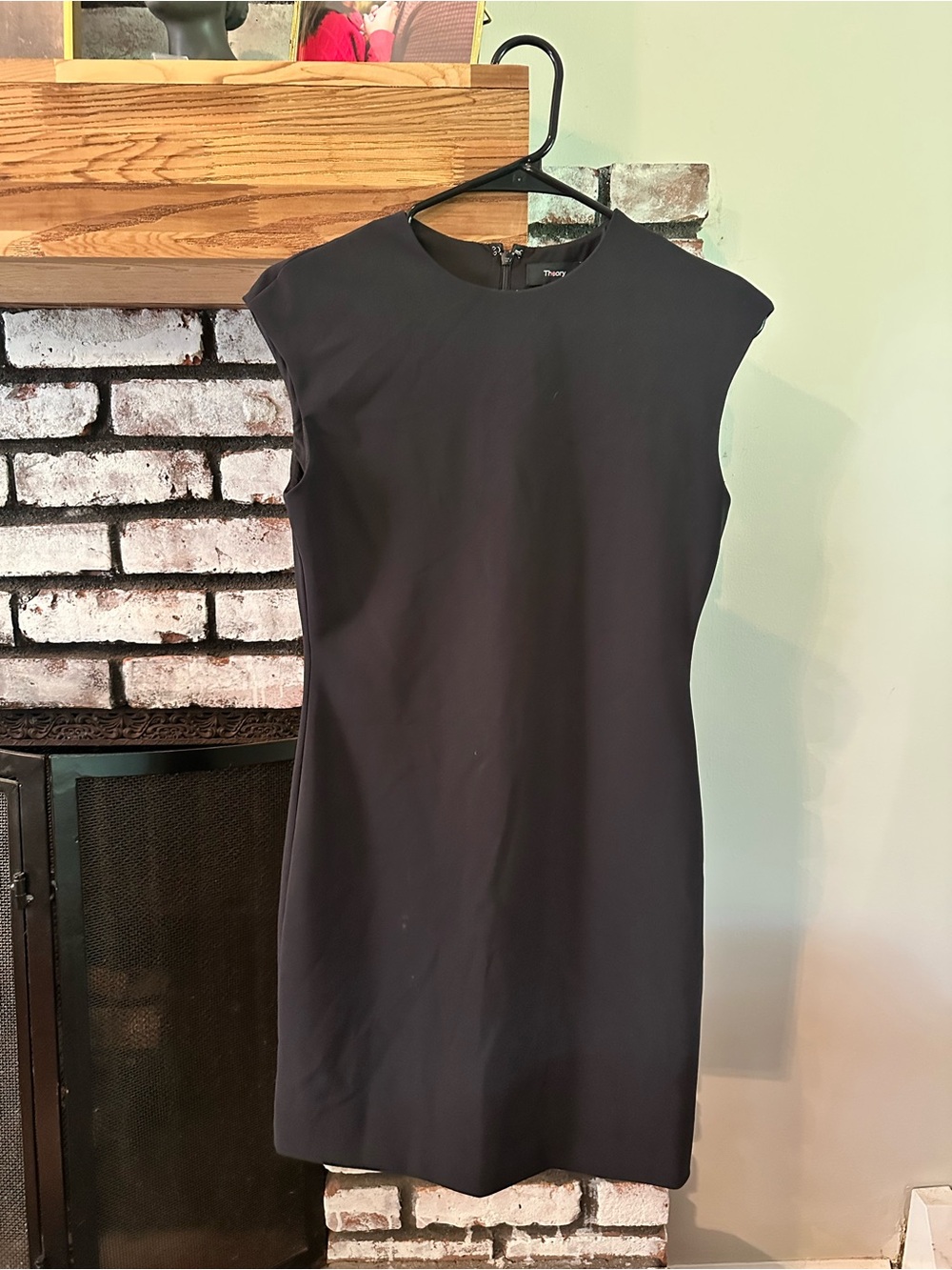 Theory Black Cap-Sleeve Mini Sheath Dress